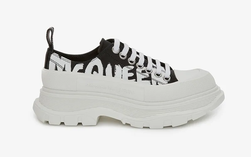 ALEXANDER MCQUEEN TREAD SLICK DAMES SNEAKERS WIT/ZWART 01