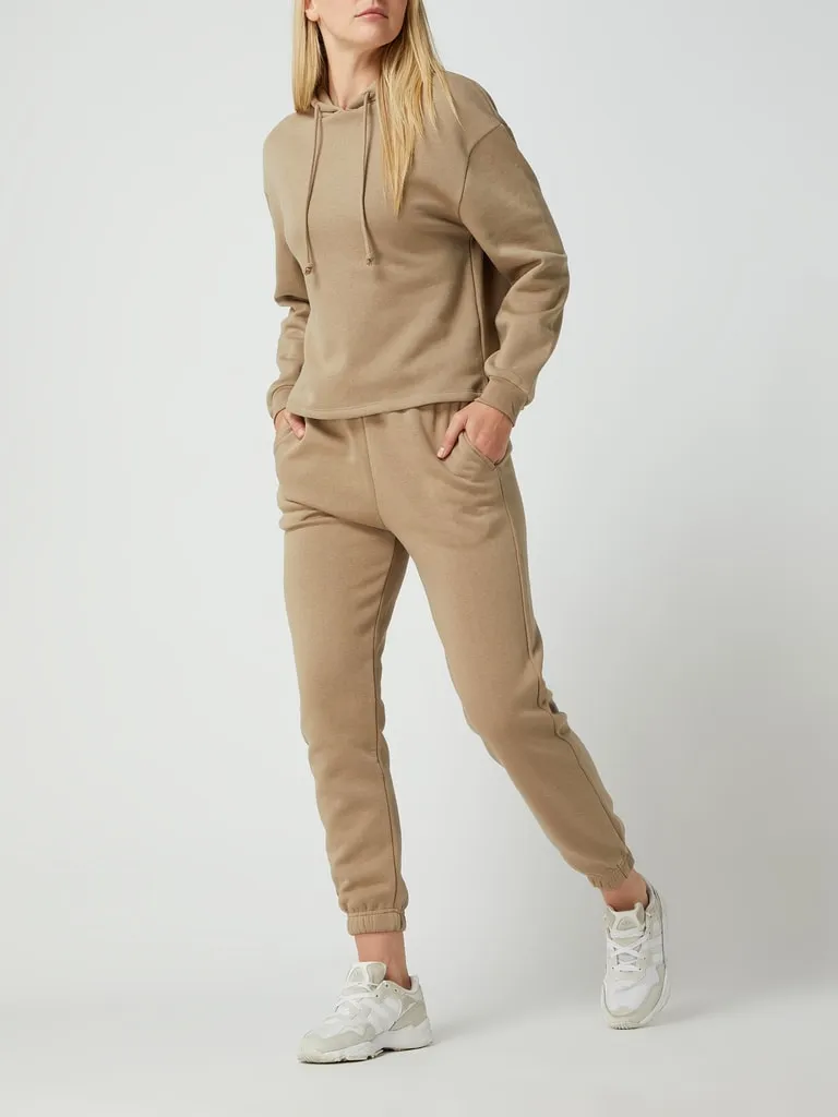 Pieces Hoodie van katoenmix, model 'Chilli'  in camel gemêleerd