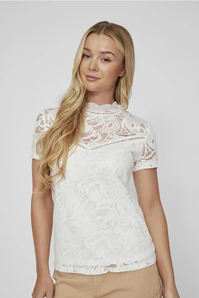 VISTASIA LACE S/S TOP  NOOS 14049852 CLOUD DANCER