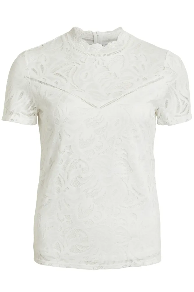 VISTASIA LACE S/S TOP  NOOS 14049852 CLOUD DANCER